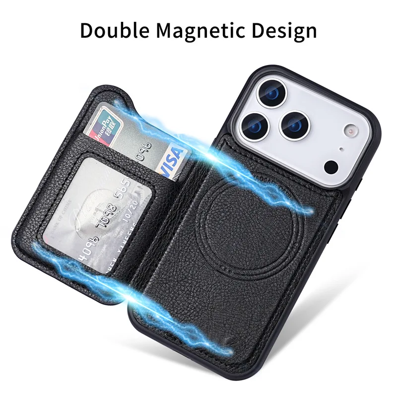 For Magsafe Magnetic Leather W - огляд і ціна Leather Wallet Card Holder Phone Cover